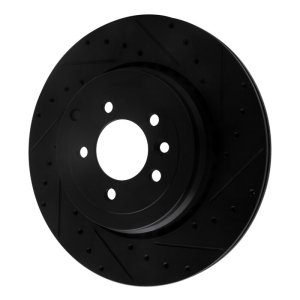 Land Rover Range Rover Sport Brake Rotor (1) - Rear Right - R1 Concepts - Drilled & Slotted - Black - `10-`13